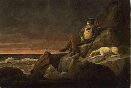 Augustus Earle Solitude, watching the horizon at sun set, in the hopes of seeing a vessel, Tristan de Acunha oil painting image